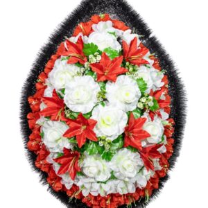 Венок ритуальный «Гармония», бело-красный